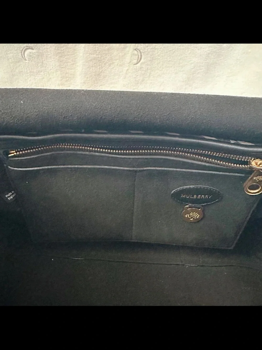 Mulberry Black and Beige Geometric Satchel